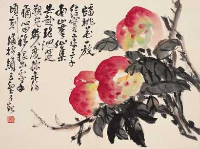 赵云壑 寿桃 镜心